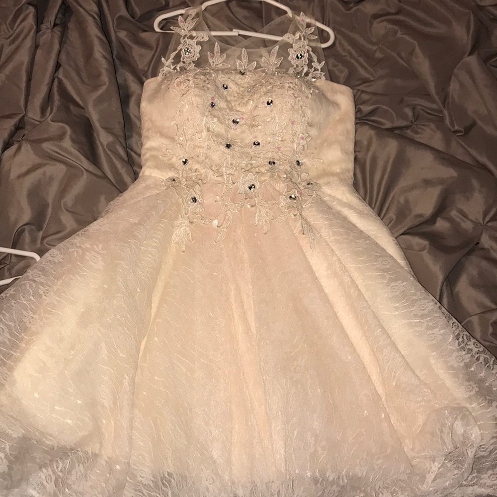 TS couture light peach dress